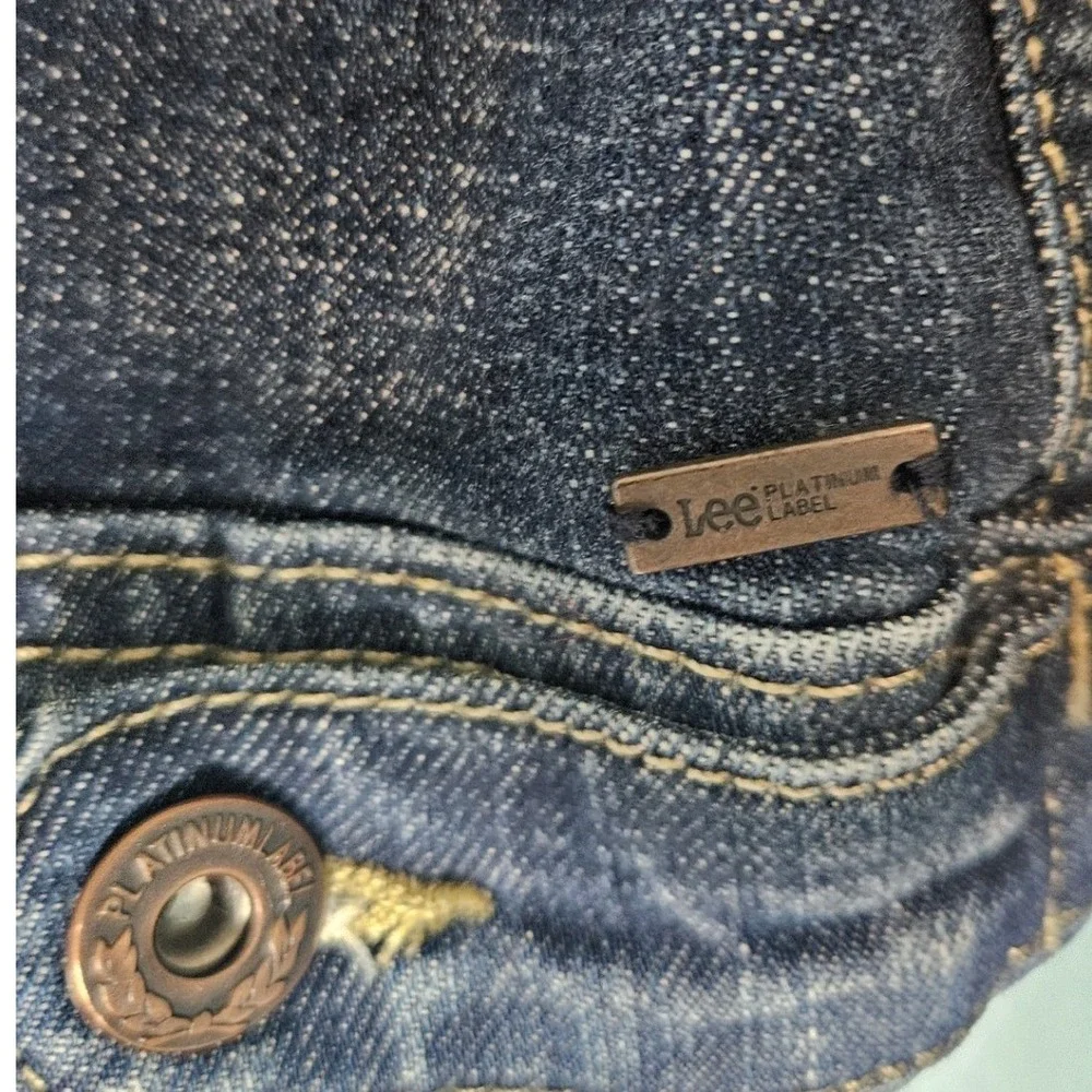 Lee Platinum Label Womens Dark Wash Cropped‎ Denim Trucker Jacket Blue Size M